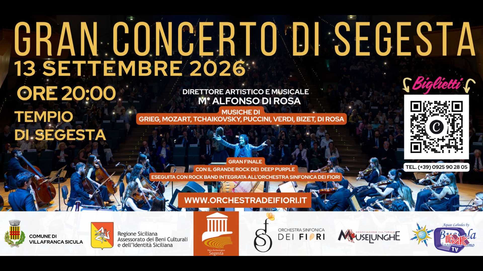Il 13 settembre il Gran Concerto di Segesta con l'Orchestra dei Fiori del maestro Di Rosa